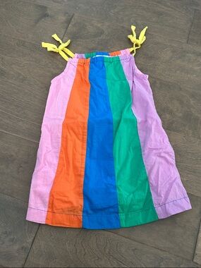 Hanna Andersson Pastel Rainbow Dress with Yellow Straps